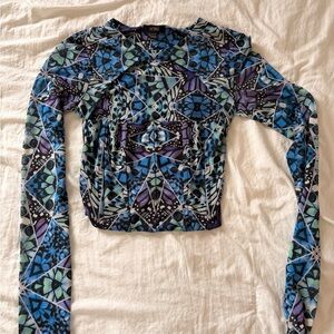 AFRM Women's Long Sleeve Top - Blue and Purple Geometric